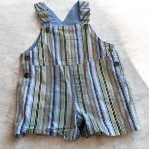 All Mine Striped Overalls in Blue & Green